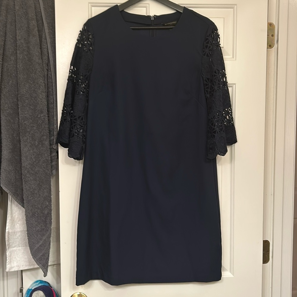 Black above knee le dress. Lacy bell sleeves